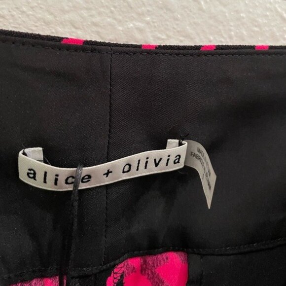 Alice+Olivia Houndstooth Pink Chic Mini Flare Pants Designer Luxury Career - Picture 7 of 12